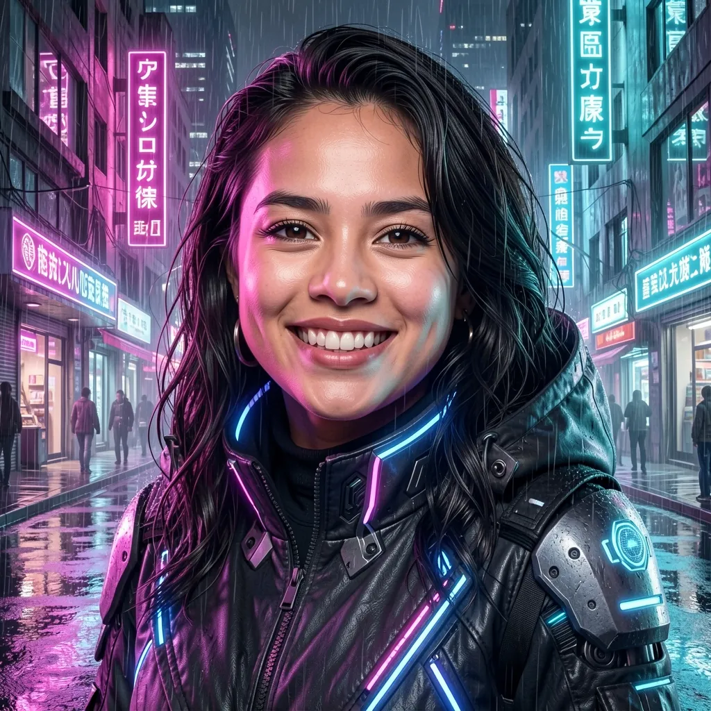 La misma invitada en estilo cyberpunk